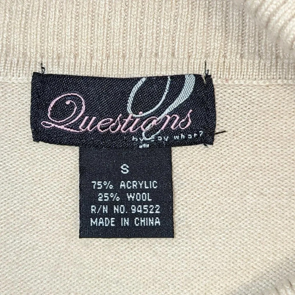 Cable Knit Sweater Cowell Neck Acrylic/ Wool Blend Cream Size Small - Picture 3 of 8